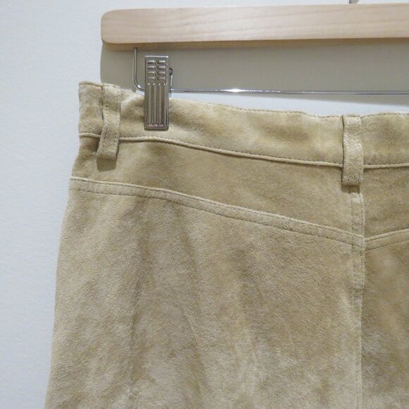 VINTAGE EDDIE BAUER Seattle Suede Washable Leather Midi Skirt Sz 10 Boho Granola - Picture 12 of 14